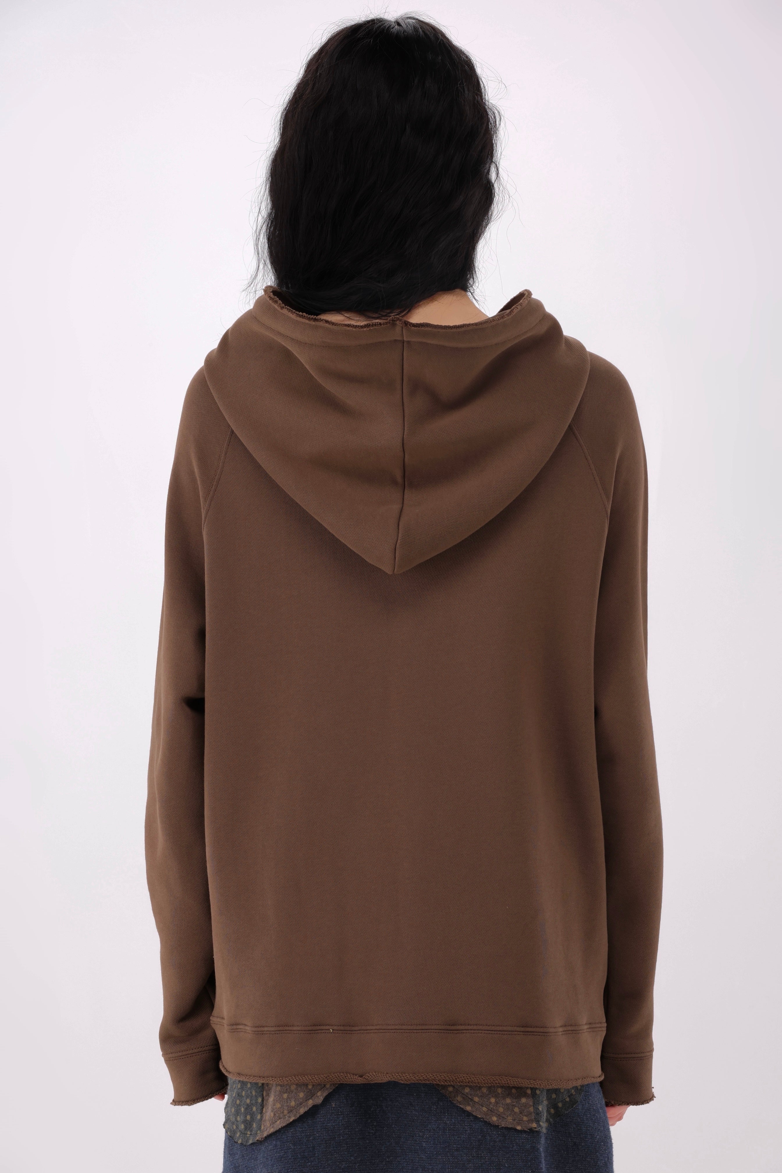 Wool Frayed Hoodie Zip-up (Brown)
