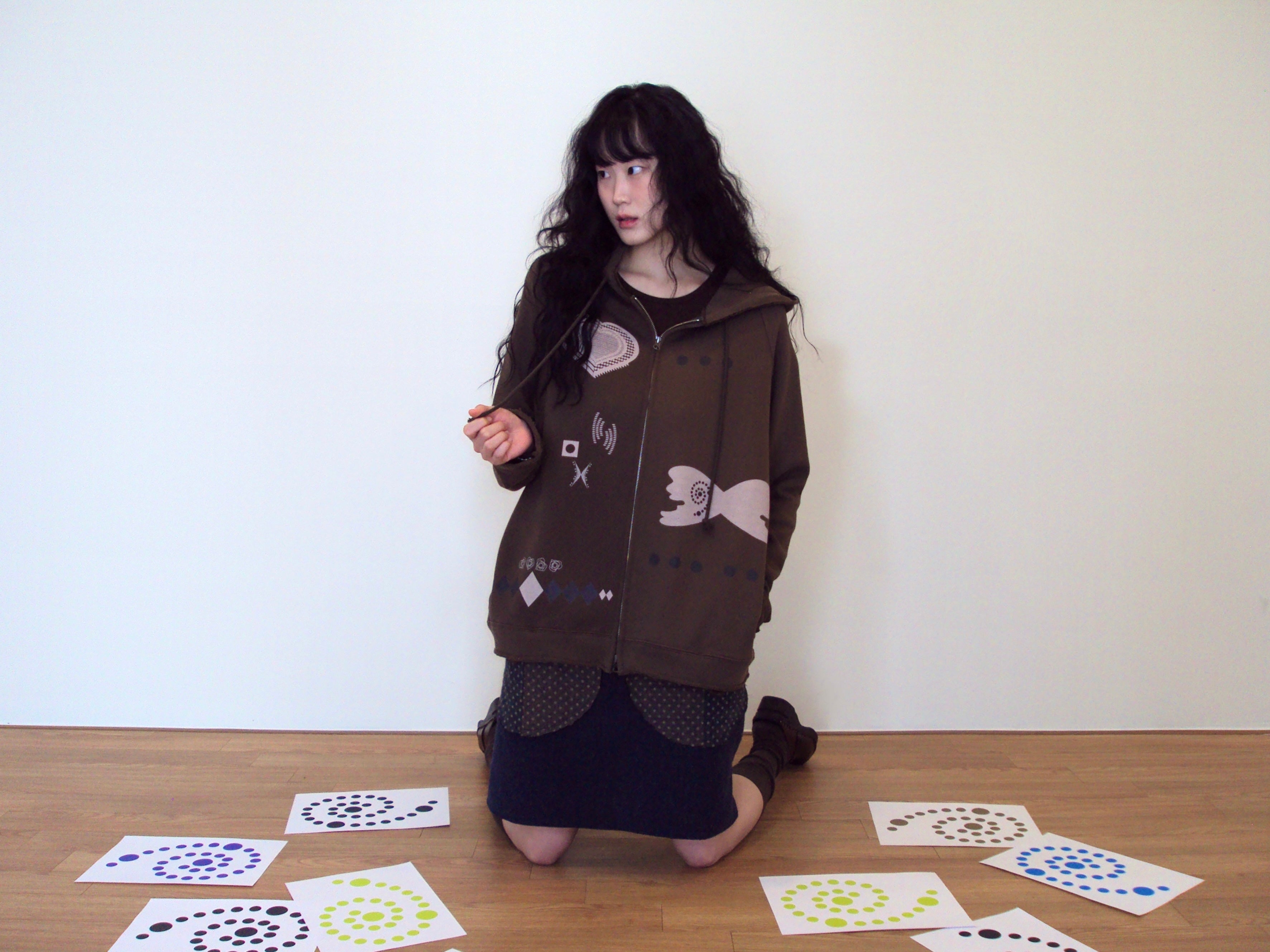 Wool Frayed Hoodie Zip-up (Brown)